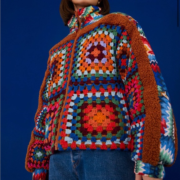 Farm Rio Reversible Crochet Puffer Jacket - Picture 13 of 15